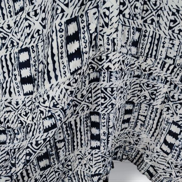 Tienda Ho Oversized Silk Midi Lagenlook Dress Navy Tribal Graphic Print Tunic - Picture 9 of 16